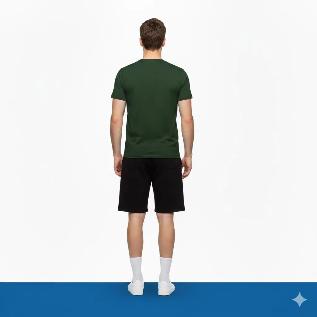 2 Pcs Men's Green Color Polyester Printed T-Shirt & Shorts Tracksuit - Image 4