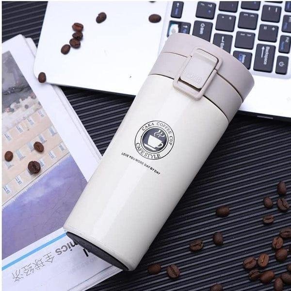 White Stainless Steel Travel Coffee Mug 300ml