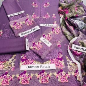 3 Pcs Women's Unstitched Embroidered Suit