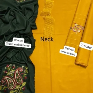 Winter Unstitched Dhanak Embroidered 3 Pcs Suit Mustard