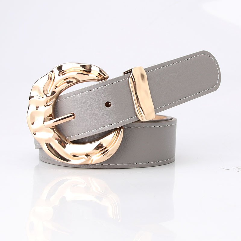 Women's Fashion Belt with Gold Metal Buckle Brown Grey Blue - Image 6