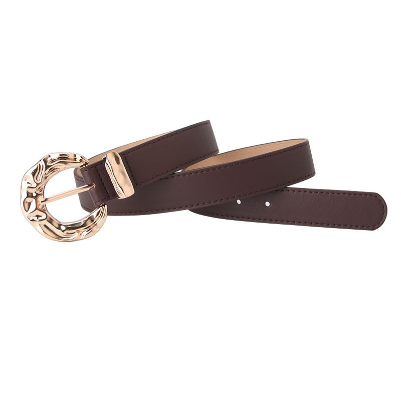 Women's Fashion Belt with Gold Metal Buckle Brown Grey Blue - Image 11