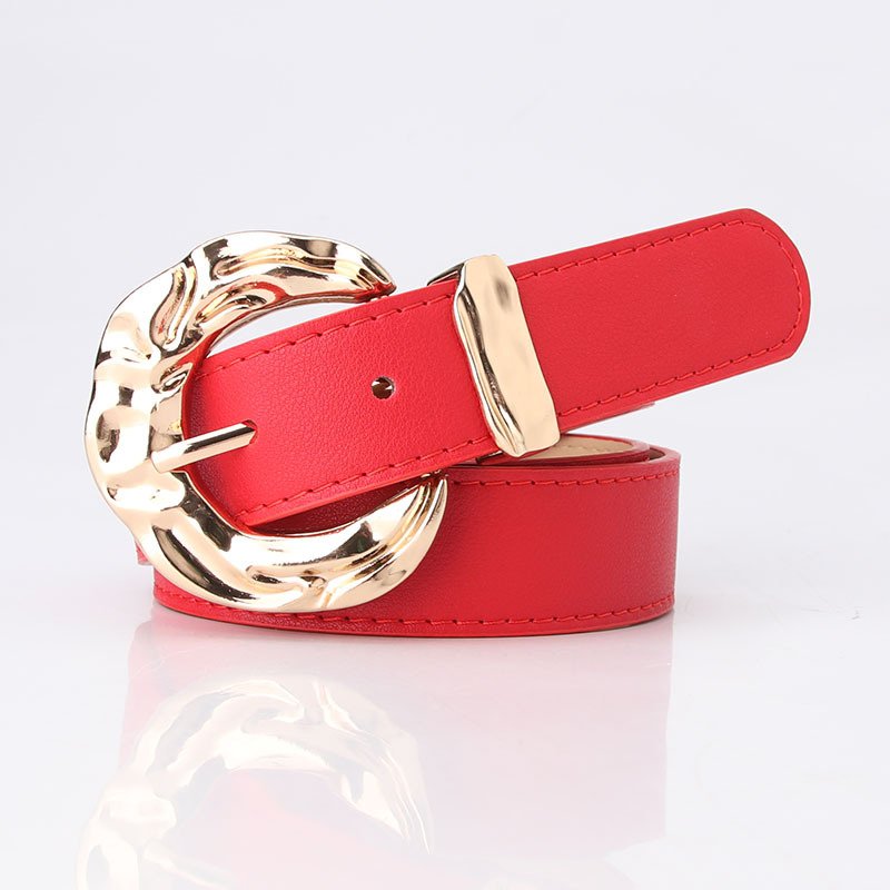 Women's Fashion Belt with Gold Metal Buckle Brown Grey Blue - Image 10