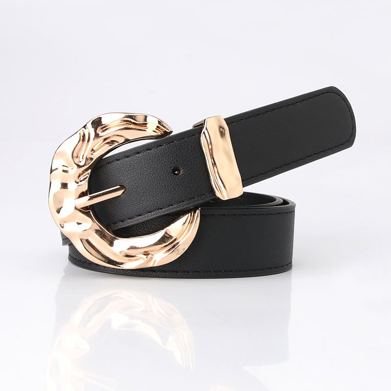 Women's Fashion Belt with Gold Metal Buckle Brown Grey Blue - Image 8