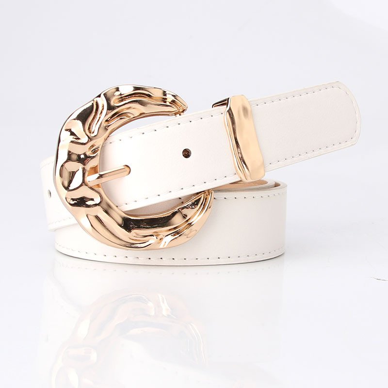 Women's Fashion Belt with Gold Metal Buckle Brown Grey Blue - Image 7