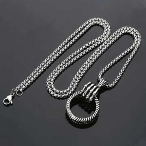 Men's Ring Shaped Necklace Silver Gold Stainless Steel