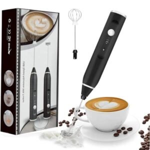 Coffee Beater Milk Frother, USB Rechargeable, 3-Speed Adjustable, Handheld Electric Foam Maker with 2 Stainless Whisks, Egg Beater Mini Blender Drink Mixer for Coffee, Cappuccino, Latte, Hot Chocolate, Eggs Mix
