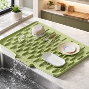 Kitchen Sink Silicone Drain Matt | Faucet Splash Guard | Countertop Water Drip Tray | Sink Drying Pad | Anti Slip Fast Dry Silicone Mat