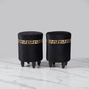 Home Office Decor Soft Black valvet Pair Stool Nursery Wooden Step Stool Padded Seat Foot Rest Single Piece Puffy Foot Stool Home Furniture _ Velvet Home Furniture Stool