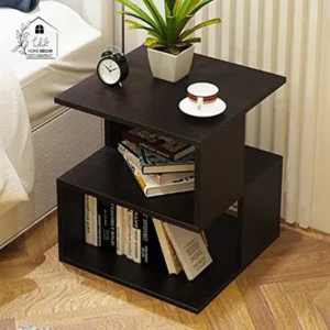 Modern Minimalist Side Table with Storage Shelf – Small Square Coffee & Bedside Table for Living Room and Bedroom