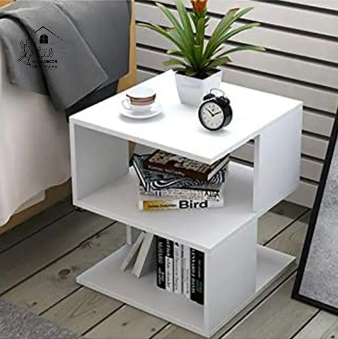Modern Minimalist Side Table with Storage Shelf – Small Square Coffee & Bedside Table for Living Room and Bedroom - Image 2