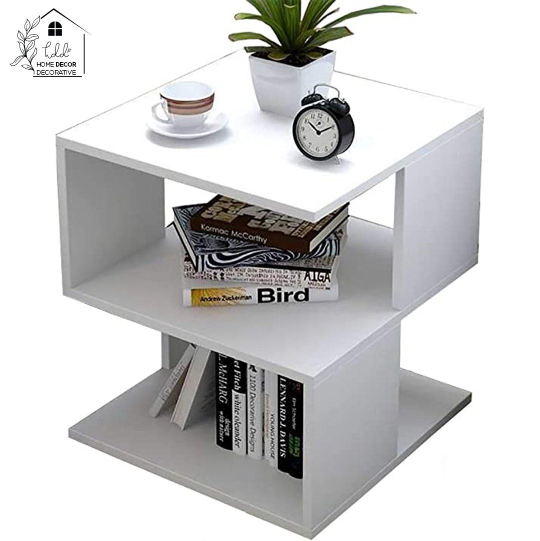 Modern Minimalist Side Table with Storage Shelf – Small Square Coffee & Bedside Table for Living Room and Bedroom - Image 5
