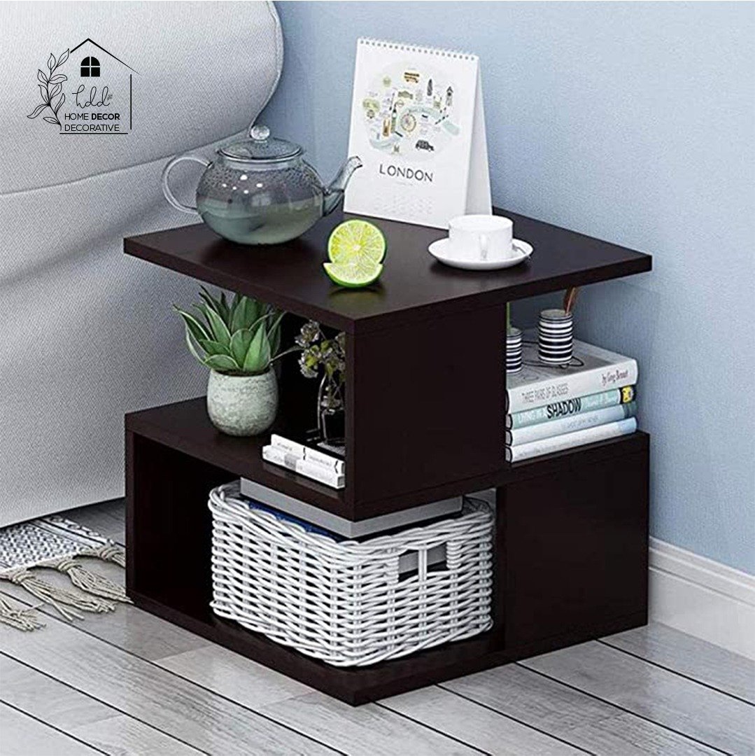 Modern Minimalist Side Table with Storage Shelf – Small Square Coffee & Bedside Table for Living Room and Bedroom - Image 6