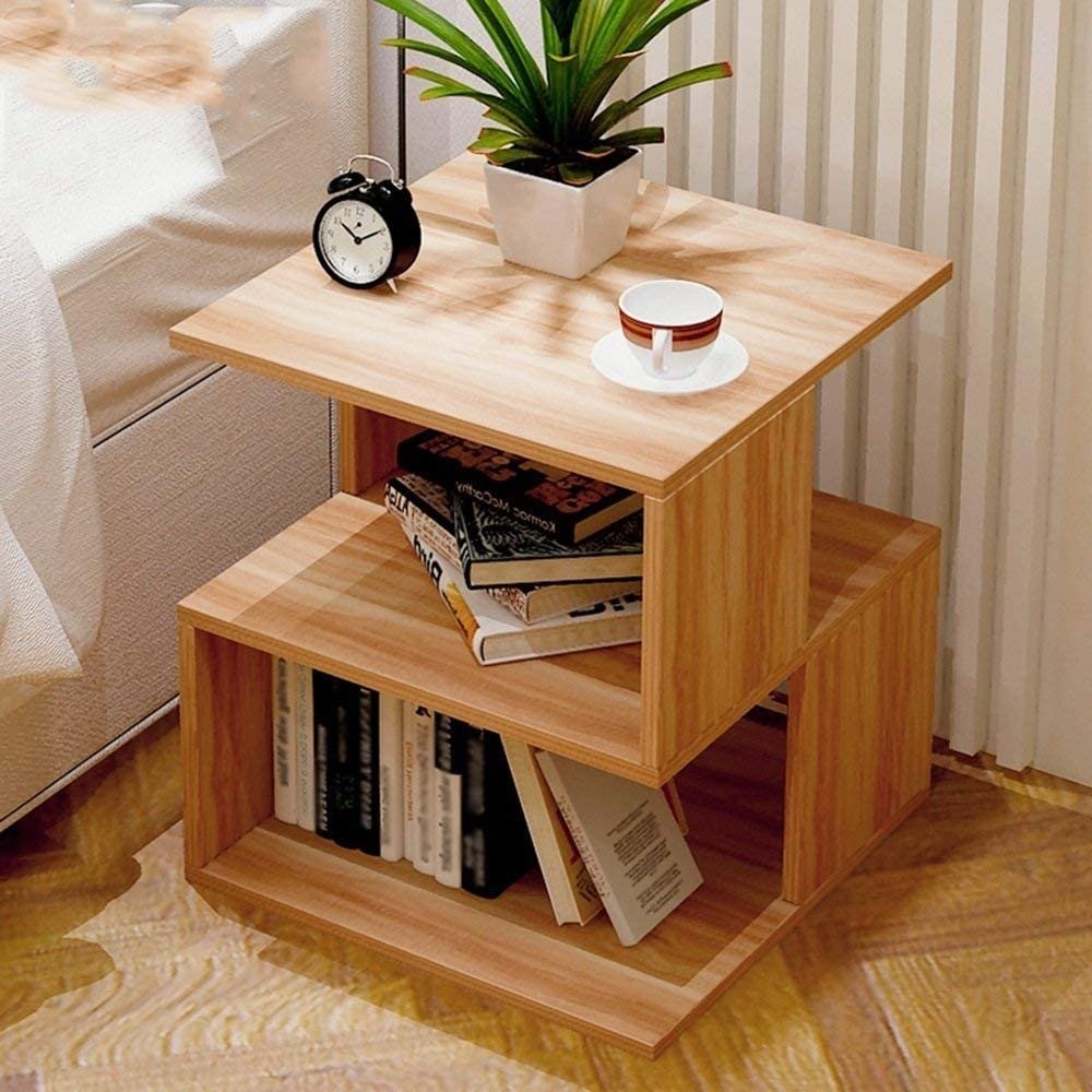 Modern Minimalist Side Table with Storage Shelf – Small Square Coffee & Bedside Table for Living Room and Bedroom - Image 3